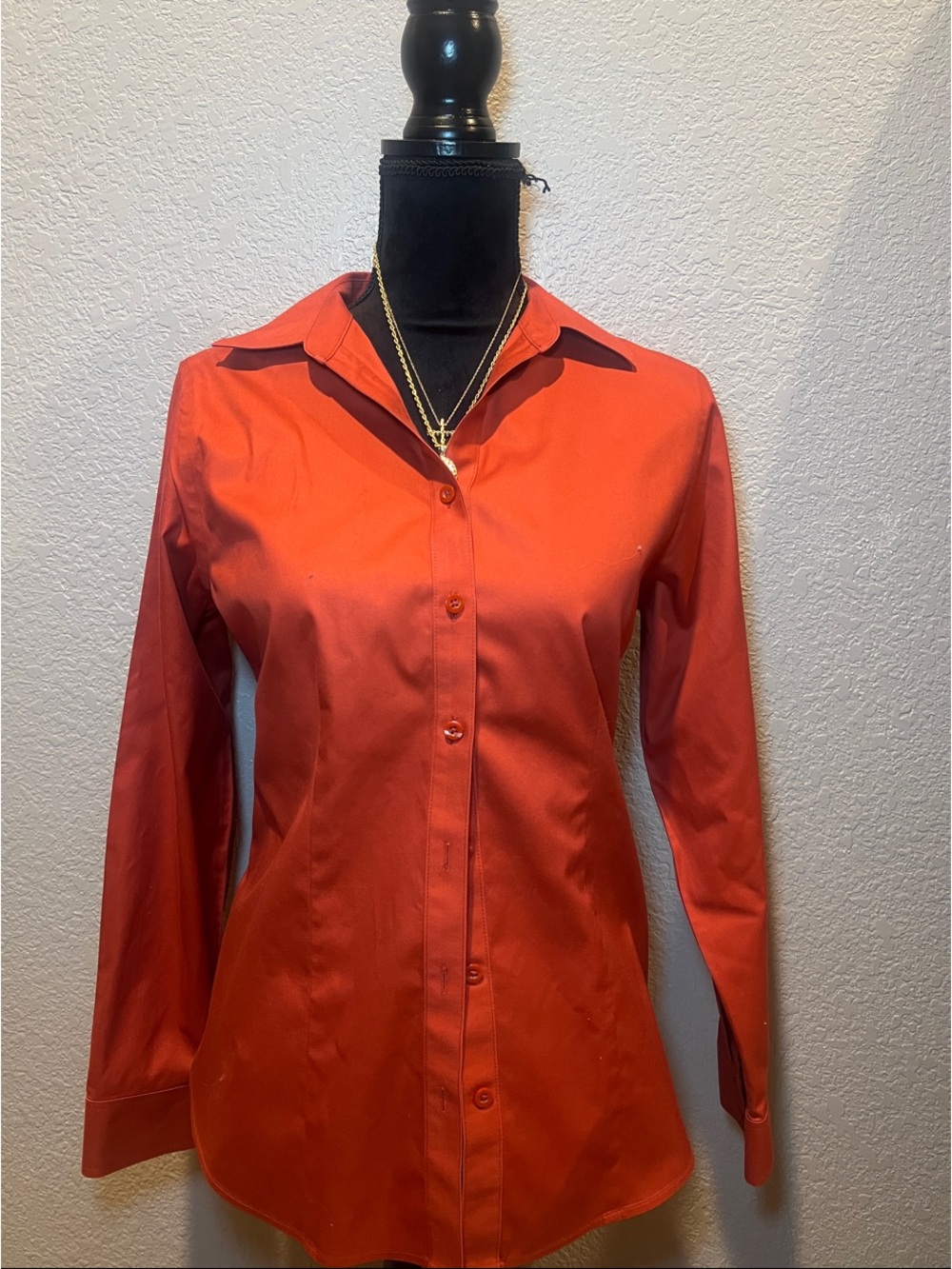 Chico's Women's Button-Down Shirt in Bright Orange